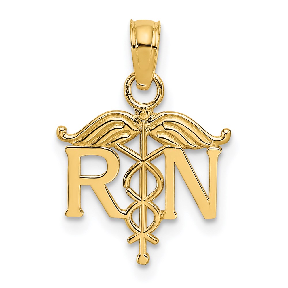 14k Yellow Gold Registered Nurse Pendant, Item P10287 by The Black Bow Jewelry Co.