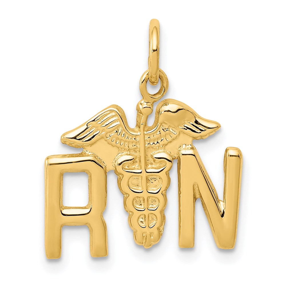 14k Yellow Gold Registered Nurse Charm, Item P10289 by The Black Bow Jewelry Co.