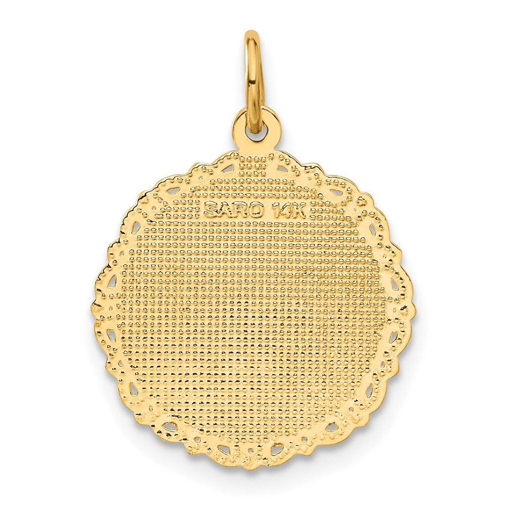 Alternate view of the 14k Yellow Gold Registered Nurse Disk Charm, 18mm by The Black Bow Jewelry Co.