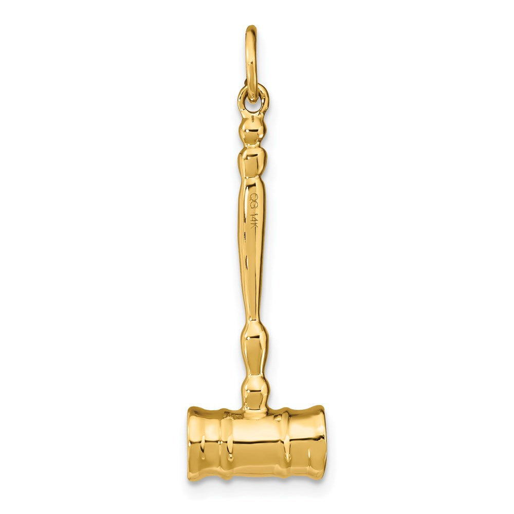 Alternate view of the 14k Yellow Gold 3D Gavel Polished Pendant by The Black Bow Jewelry Co.