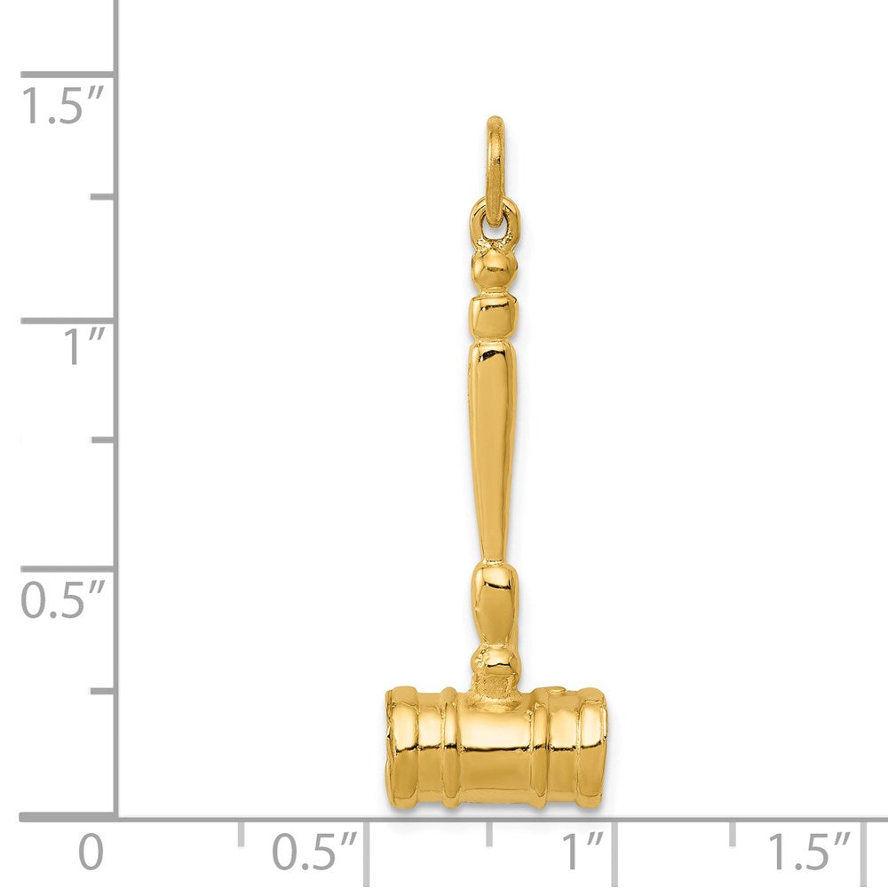 Alternate view of the 14k Yellow Gold 3D Gavel Polished Pendant by The Black Bow Jewelry Co.