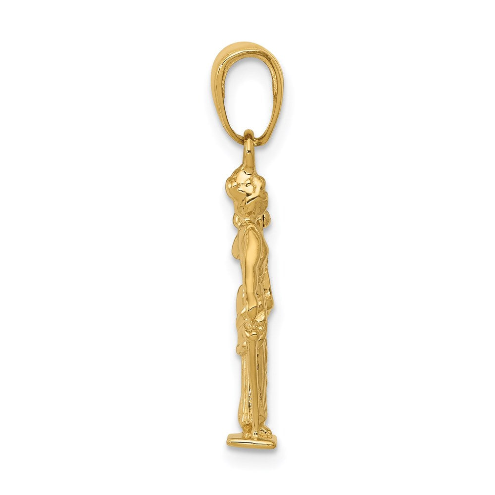 Alternate view of the 14k Yellow Gold 3D Lady of Justice with Moveable Scales Pendant by The Black Bow Jewelry Co.