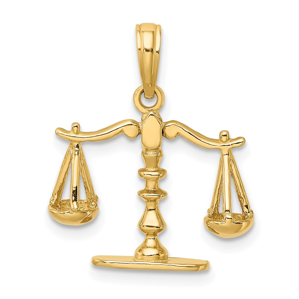 Alternate view of the 14k Yellow Gold 3D Moveable Scales of Justice Pendant by The Black Bow Jewelry Co.