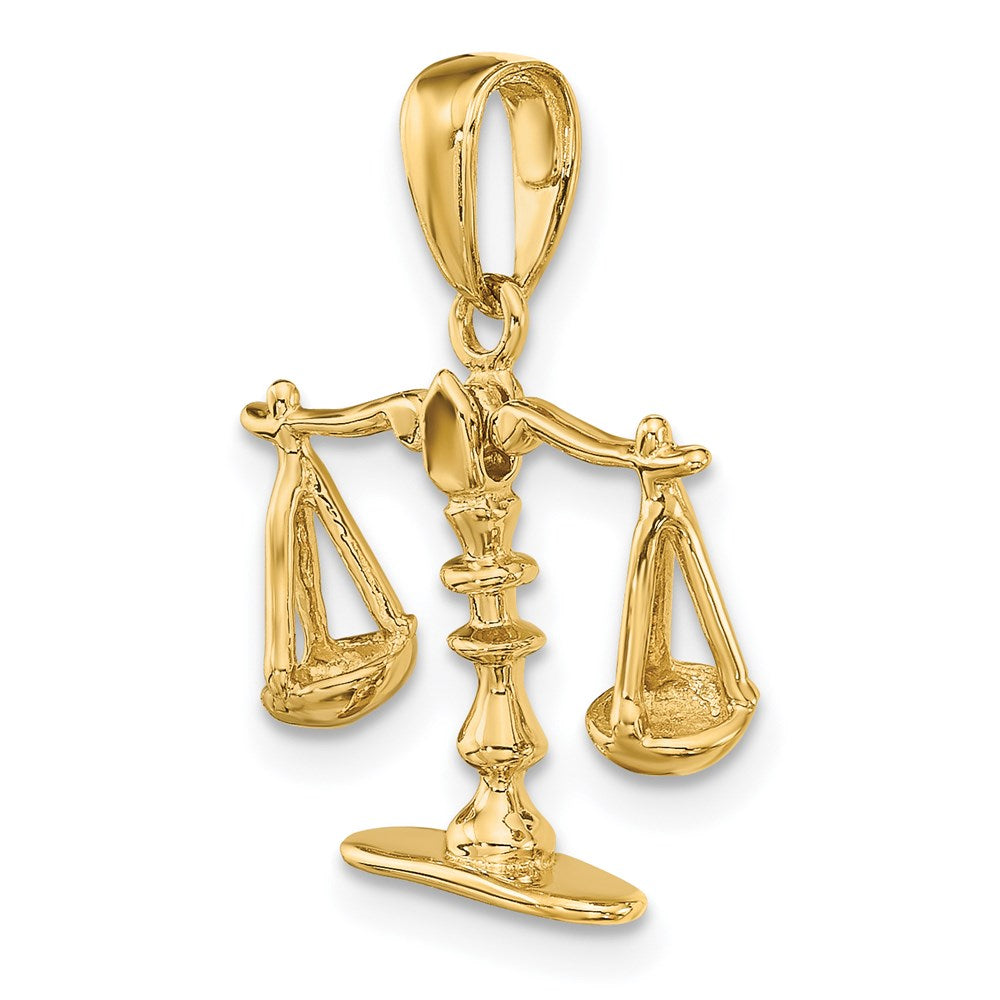 Alternate view of the 14k Yellow Gold 3D Moveable Scales of Justice Pendant by The Black Bow Jewelry Co.