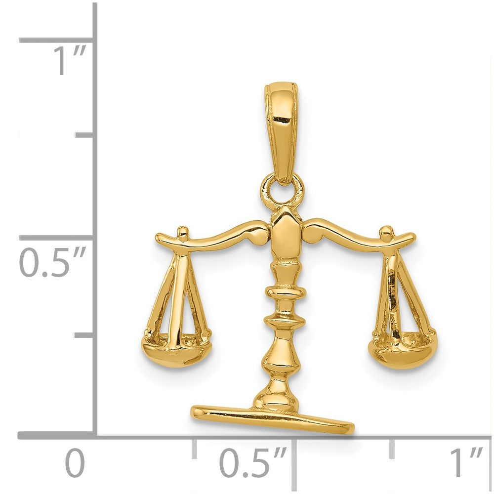 Alternate view of the 14k Yellow Gold 3D Moveable Scales of Justice Pendant by The Black Bow Jewelry Co.