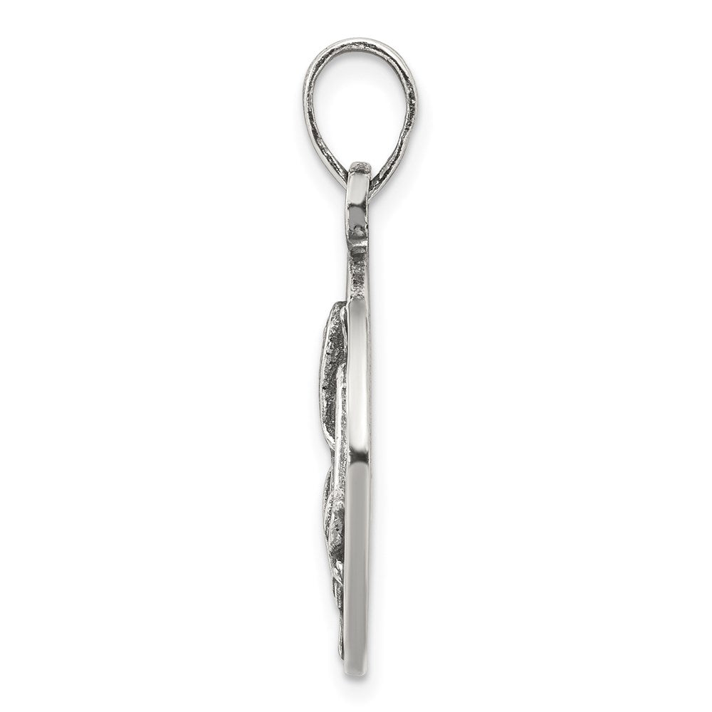 Alternate view of the Sterling Silver Virgo the Virgin Zodiac Embossed Circle Pendant by The Black Bow Jewelry Co.