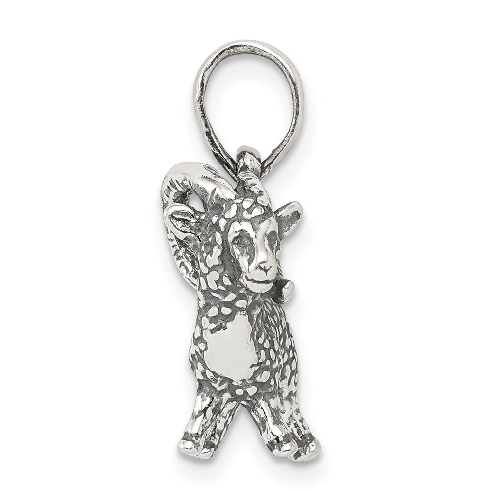 Alternate view of the Sterling Silver Aries the Ram Zodiac 3D Antiqued Pendant by The Black Bow Jewelry Co.
