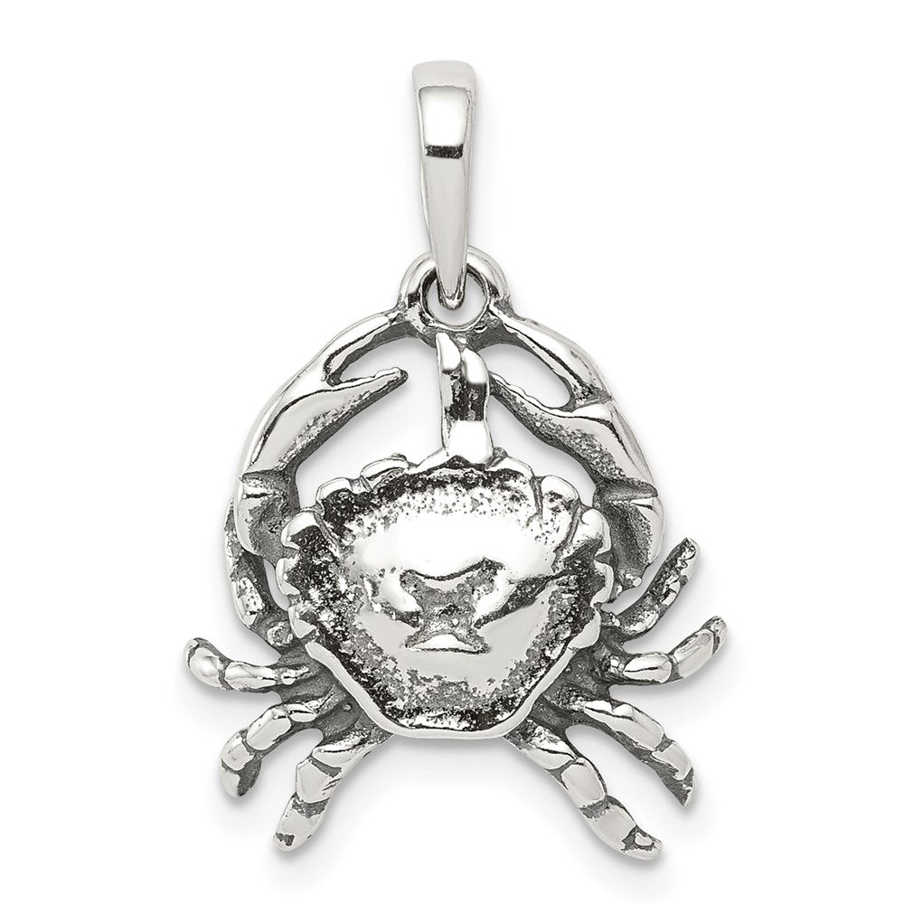 Sterling Silver Cancer the Crab Zodiac 3D Antiqued Pendant, Item P10344 by The Black Bow Jewelry Co.