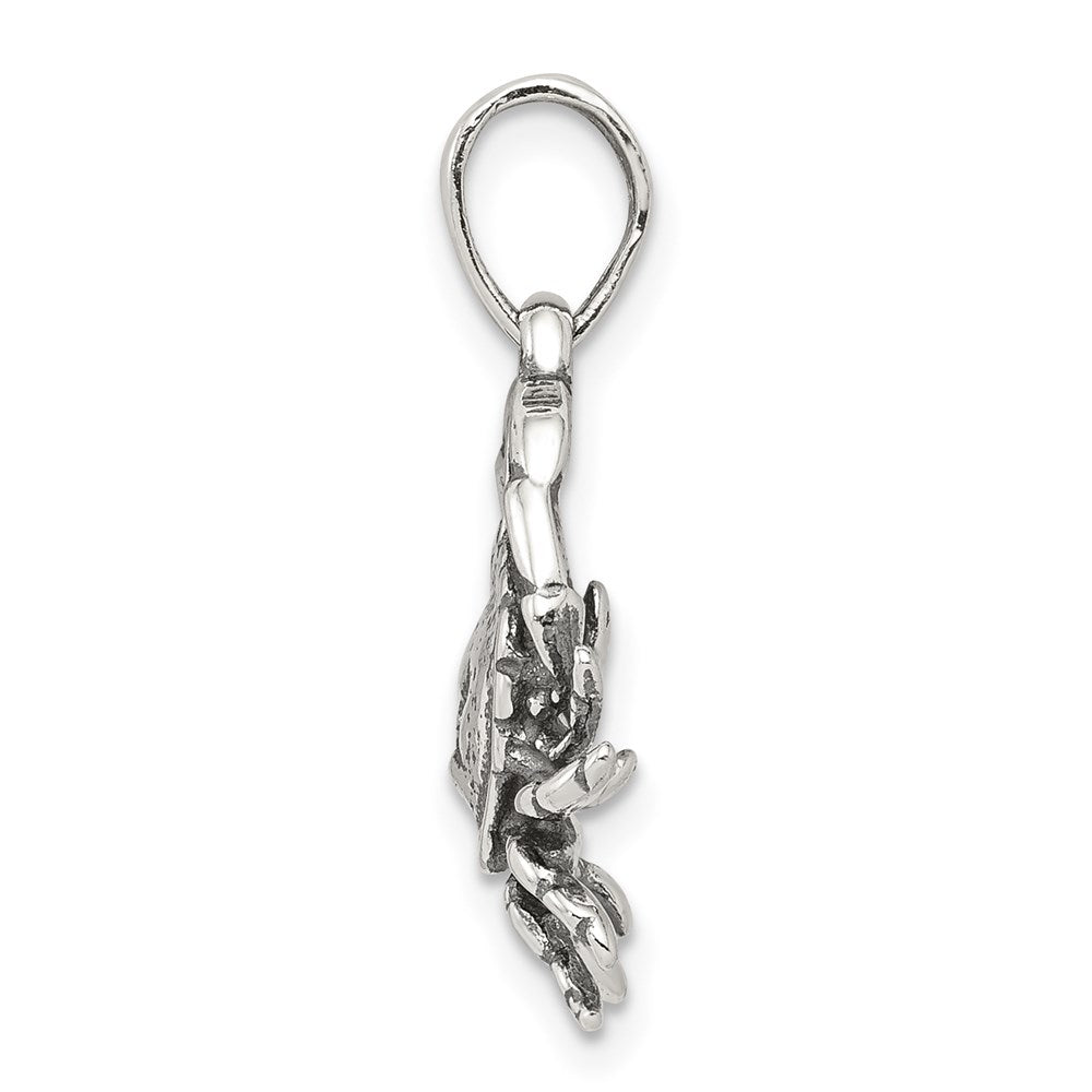 Alternate view of the Sterling Silver Cancer the Crab Zodiac 3D Antiqued Pendant by The Black Bow Jewelry Co.