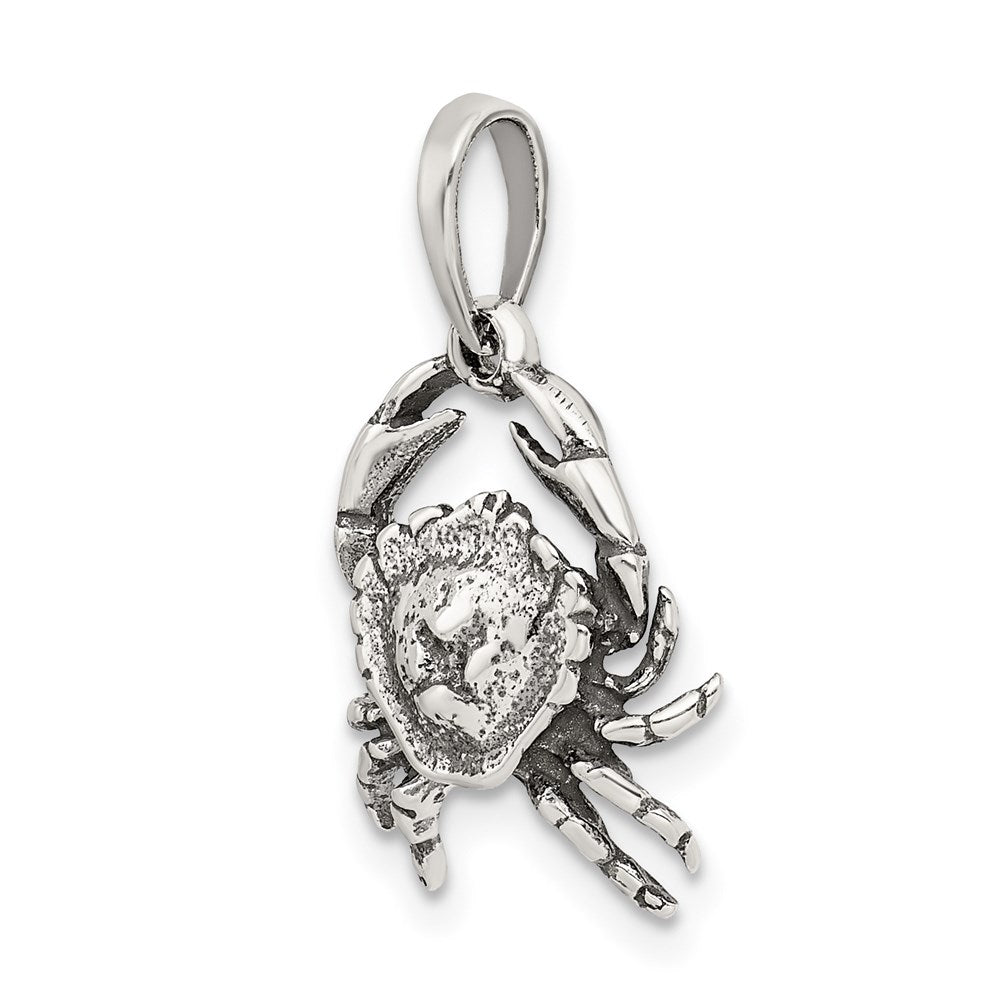 Alternate view of the Sterling Silver Cancer the Crab Zodiac 3D Antiqued Pendant by The Black Bow Jewelry Co.