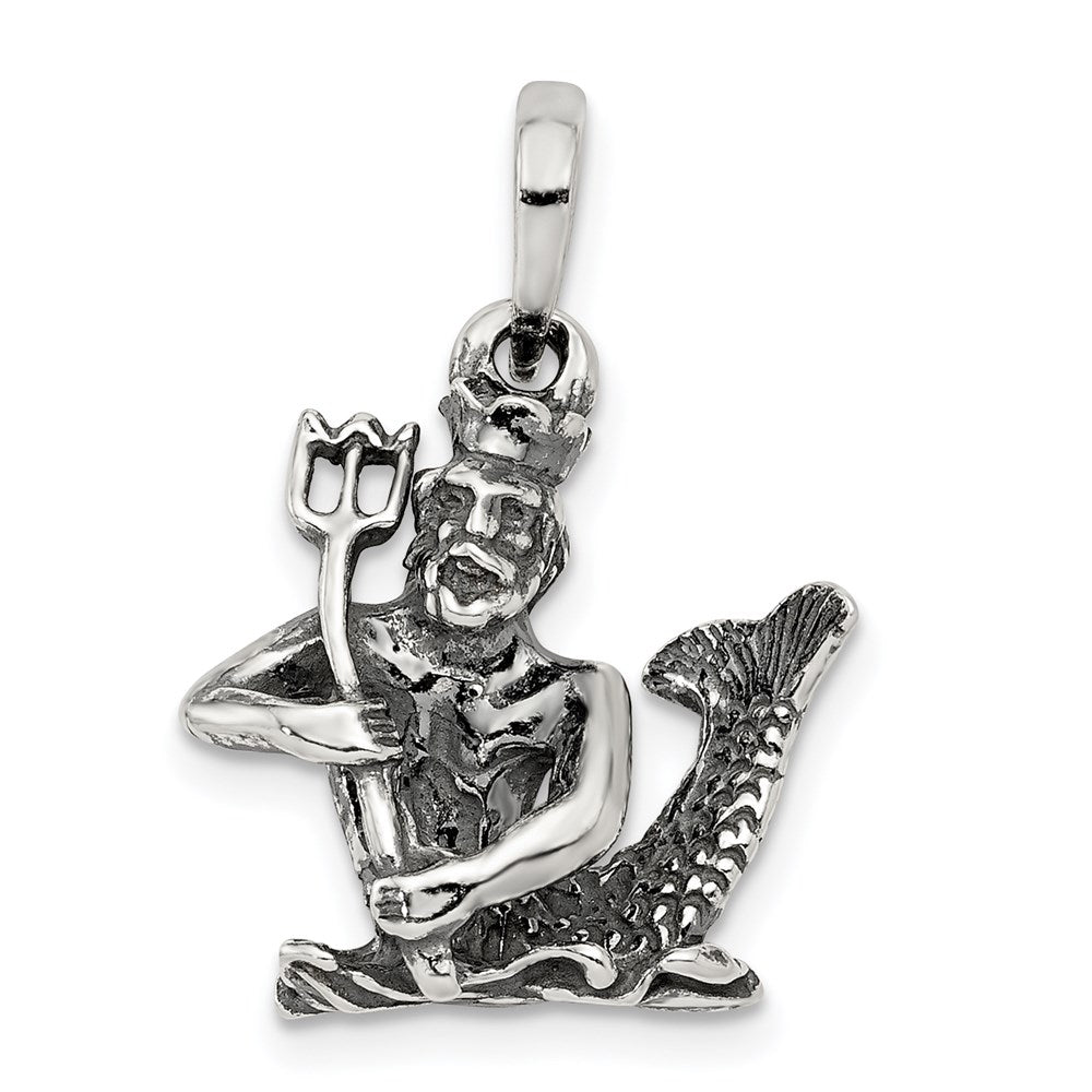 Sterling Silver Aquarius the Water Bearer Zodiac 3D Antiqued Pendant, Item P10351 by The Black Bow Jewelry Co.