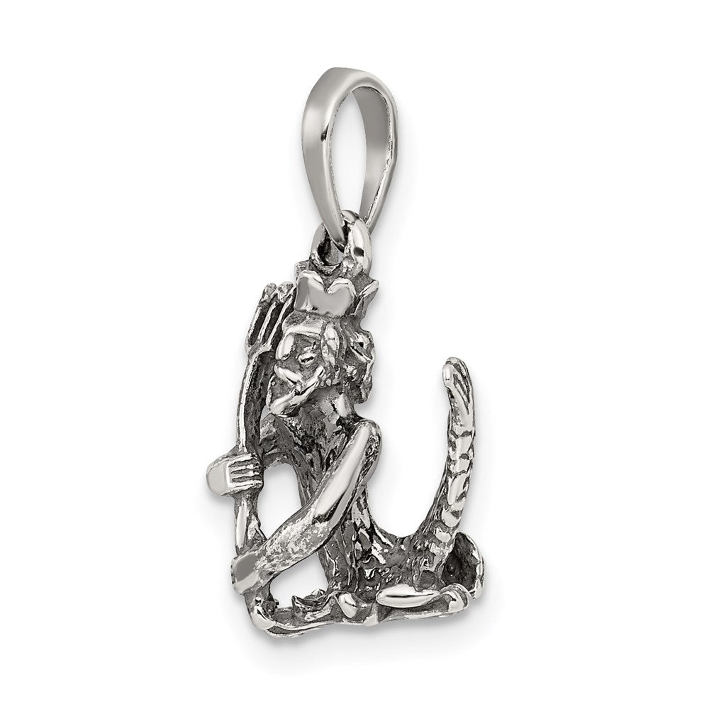 Alternate view of the Sterling Silver Aquarius the Water Bearer Zodiac 3D Antiqued Pendant by The Black Bow Jewelry Co.