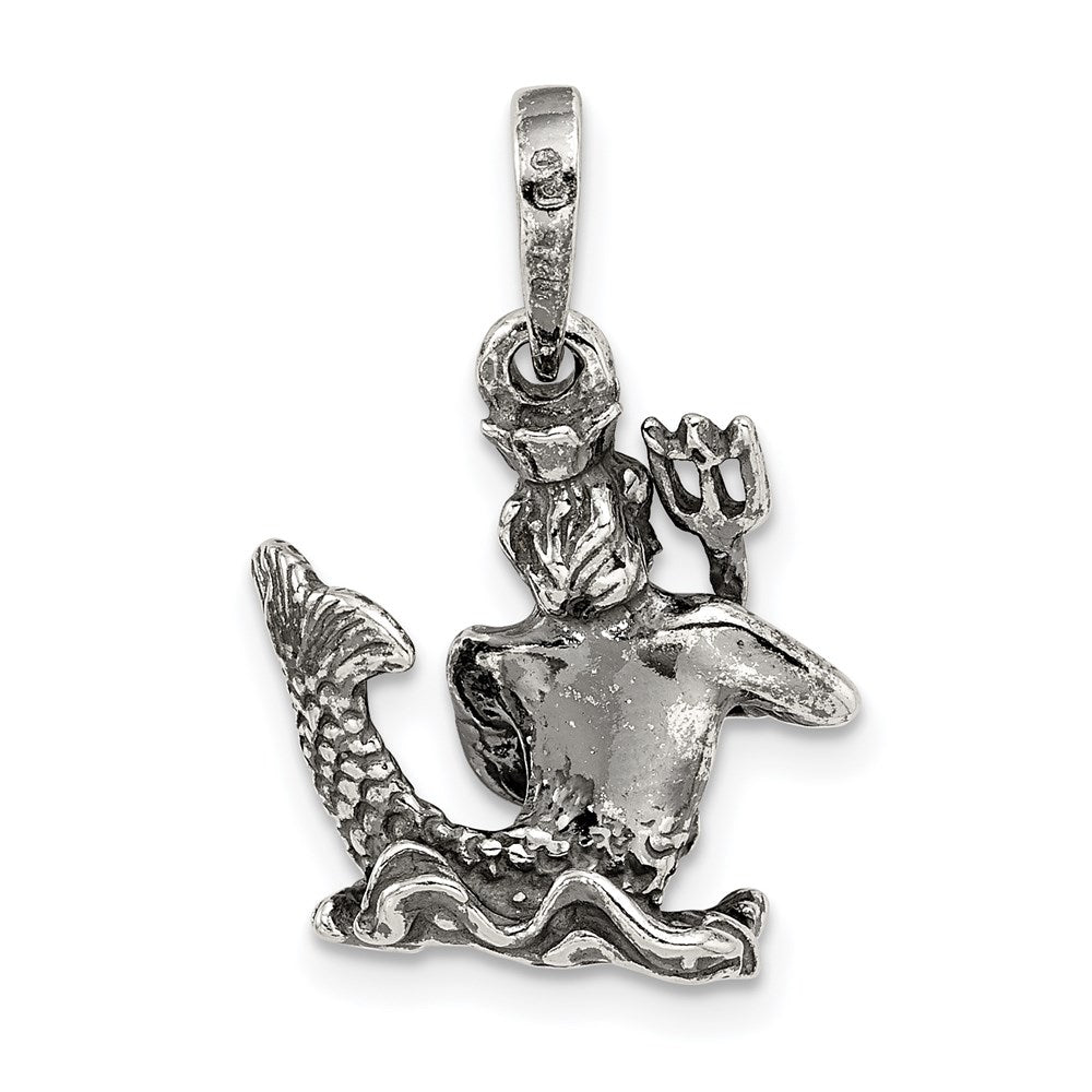 Alternate view of the Sterling Silver Aquarius the Water Bearer Zodiac 3D Antiqued Pendant by The Black Bow Jewelry Co.