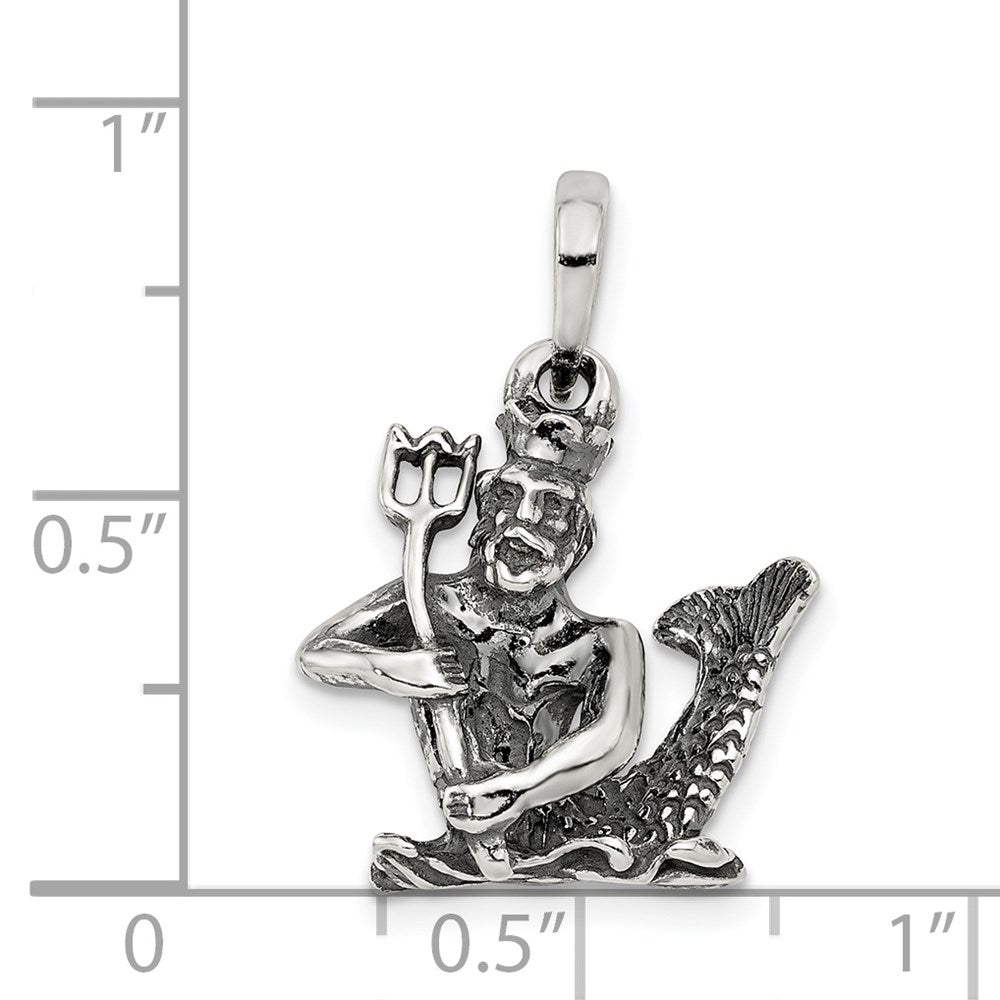 Alternate view of the Sterling Silver Aquarius the Water Bearer Zodiac 3D Antiqued Pendant by The Black Bow Jewelry Co.