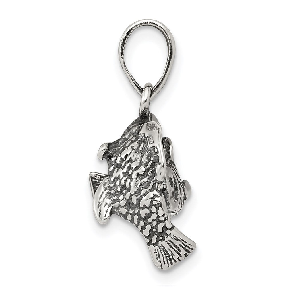 Alternate view of the Sterling Silver Pisces the Fish Zodiac 3D Antiqued Pendant by The Black Bow Jewelry Co.