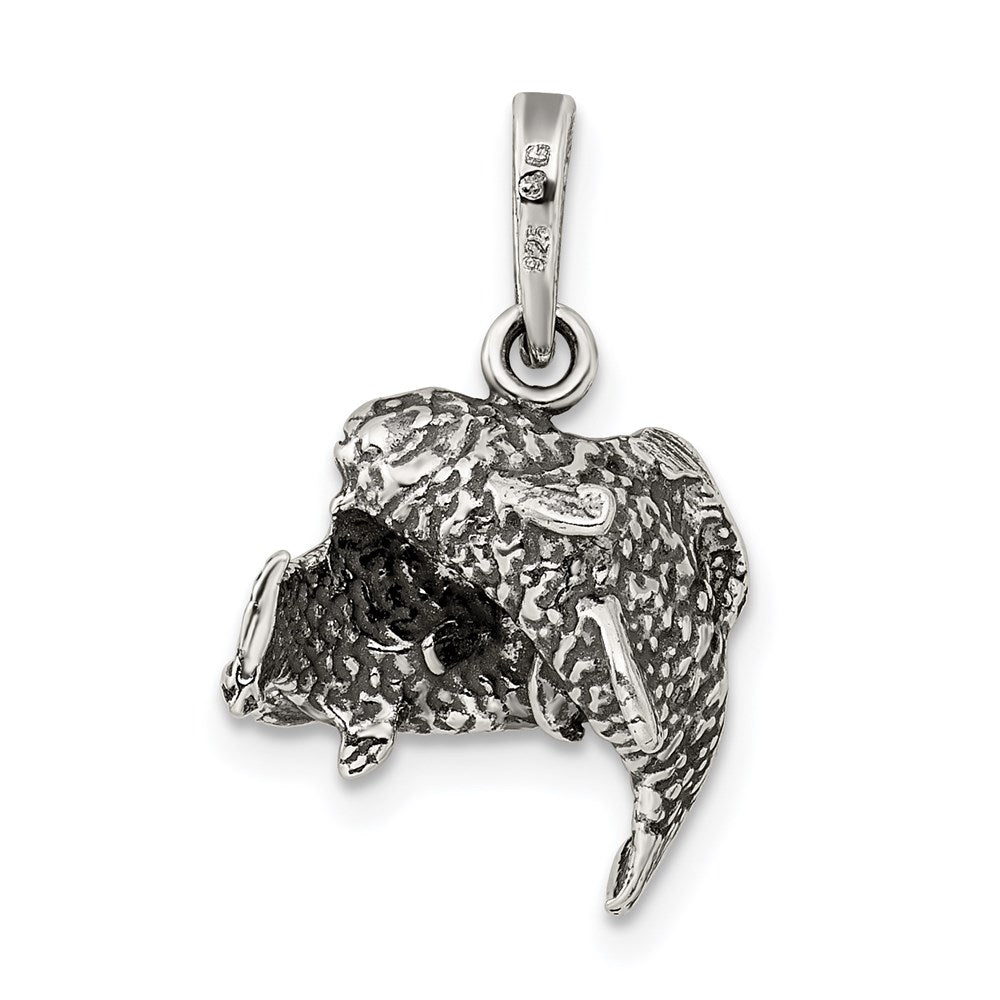 Alternate view of the Sterling Silver Pisces the Fish Zodiac 3D Antiqued Pendant by The Black Bow Jewelry Co.
