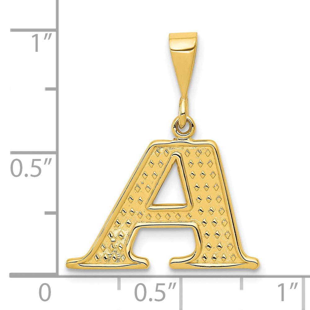 Alternate view of the 14k Yellow Gold, Ashley Collection, Textured Initial A Pendant by The Black Bow Jewelry Co.