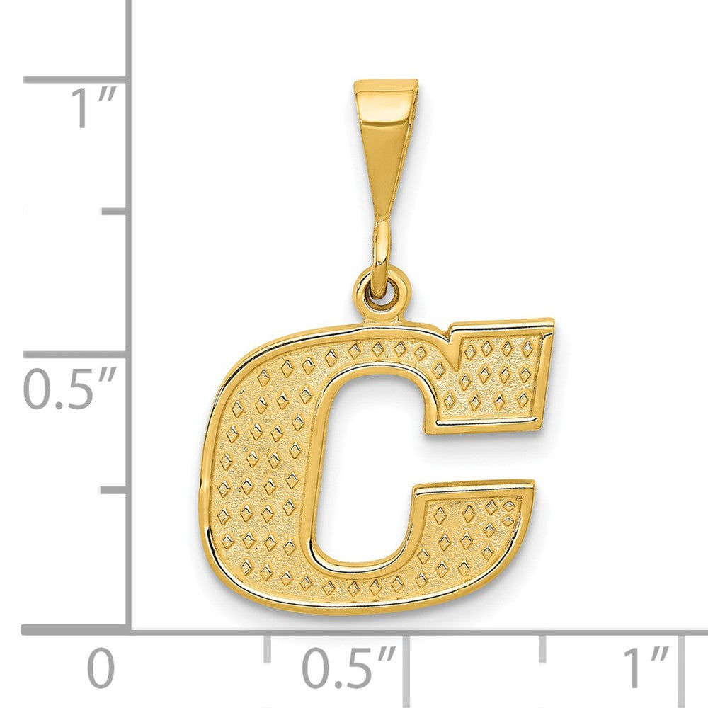 Alternate view of the 14k Yellow Gold, Ashley Collection, Textured Initial C Pendant by The Black Bow Jewelry Co.