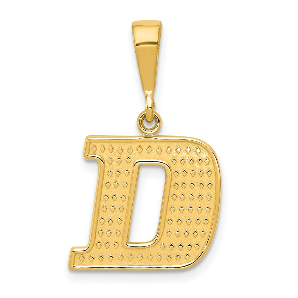 14k Yellow Gold, Ashley Collection, Textured Initial D Pendant, Item P10353-D by The Black Bow Jewelry Co.