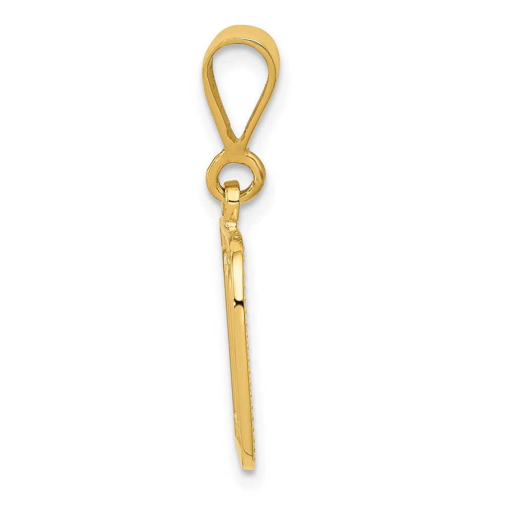 Alternate view of the 14k Yellow Gold, Ashley Collection, Textured Initial D Pendant by The Black Bow Jewelry Co.