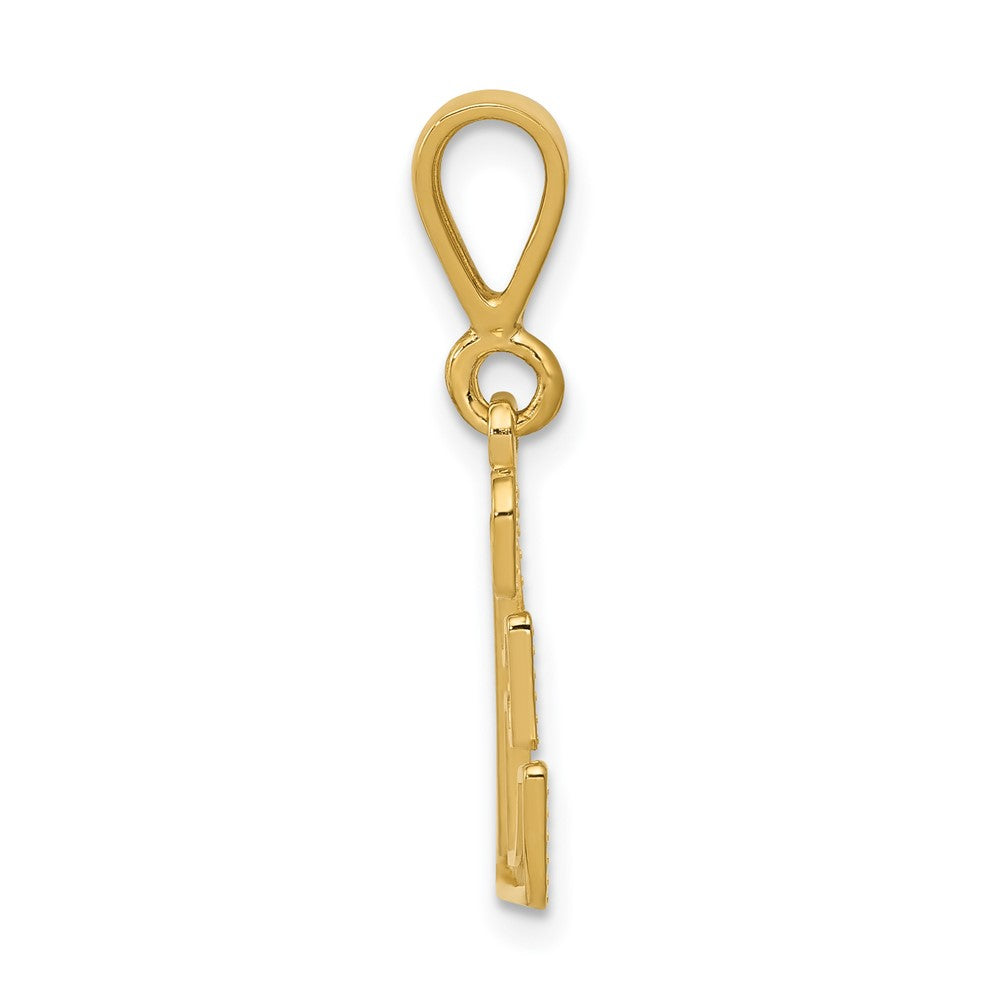 Alternate view of the 14k Yellow Gold, Ashley Collection, Textured Initial E Pendant by The Black Bow Jewelry Co.
