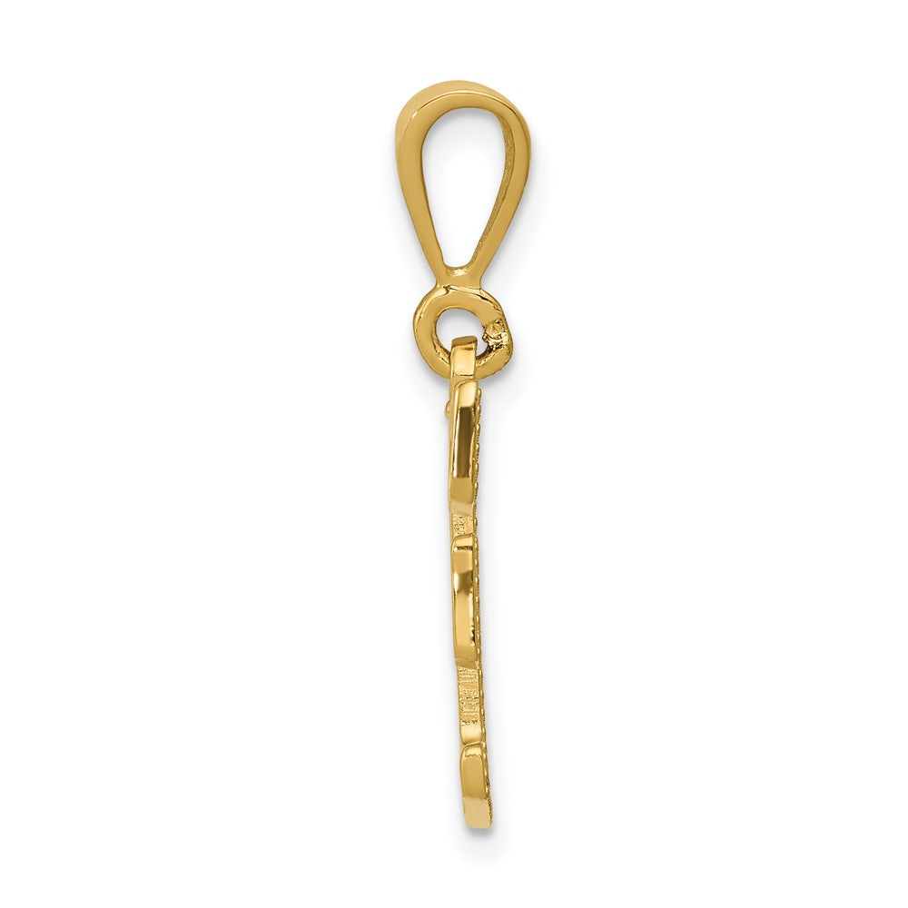 Alternate view of the 14k Yellow Gold, Ashley Collection, Textured Initial F Pendant by The Black Bow Jewelry Co.