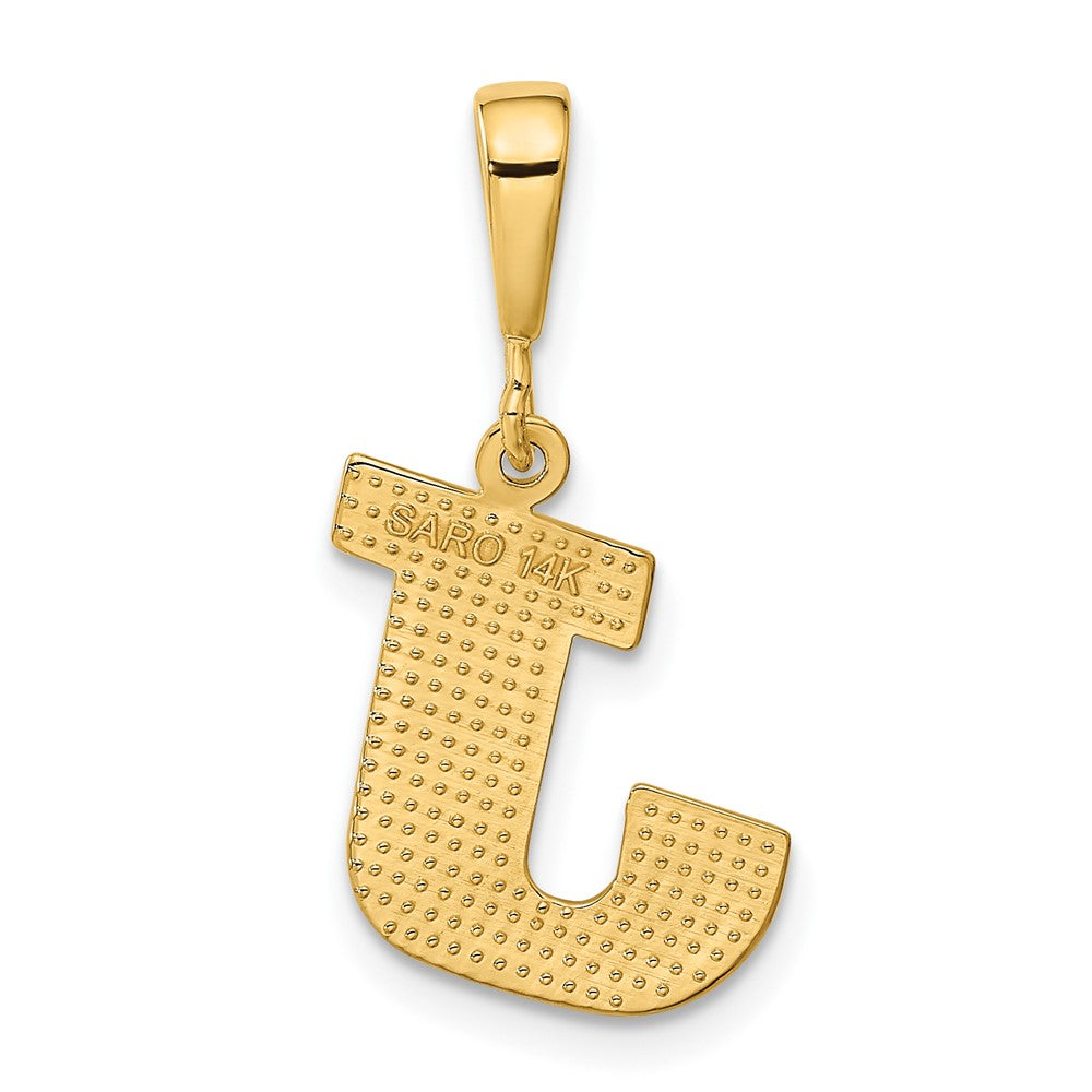 Alternate view of the 14k Yellow Gold, Ashley Collection, Textured Initial J Pendant by The Black Bow Jewelry Co.