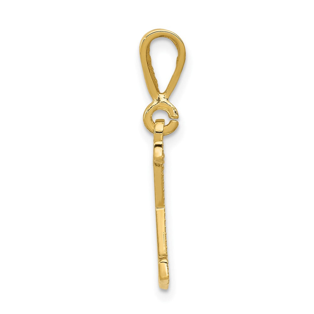 Alternate view of the 14k Yellow Gold, Ashley Collection, Textured Initial K Pendant by The Black Bow Jewelry Co.