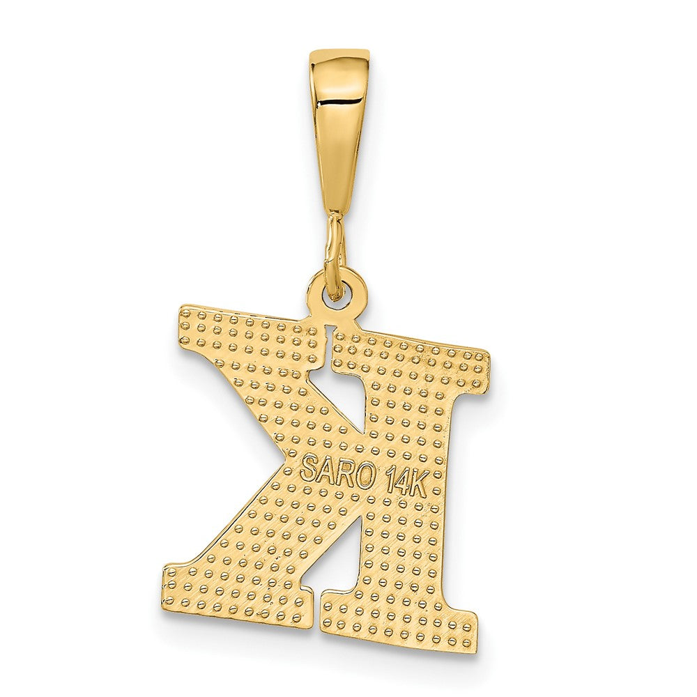 Alternate view of the 14k Yellow Gold, Ashley Collection, Textured Initial K Pendant by The Black Bow Jewelry Co.