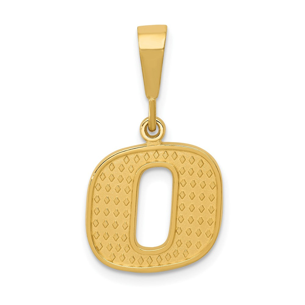 14k Yellow Gold, Ashley Collection, Textured Initial O Pendant, Item P10353-O by The Black Bow Jewelry Co.