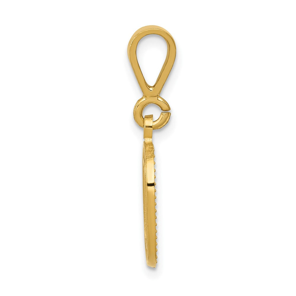 Alternate view of the 14k Yellow Gold, Ashley Collection, Textured Initial O Pendant by The Black Bow Jewelry Co.