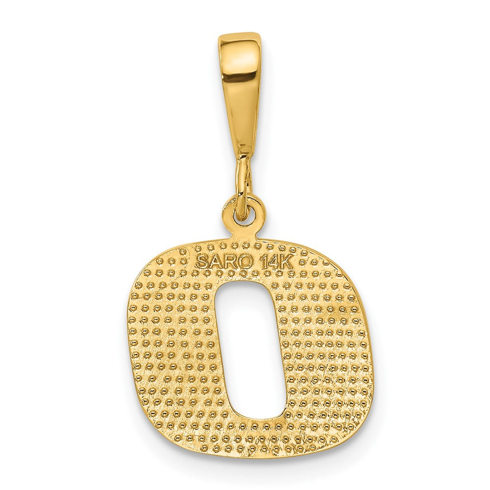 Alternate view of the 14k Yellow Gold, Ashley Collection, Textured Initial O Pendant by The Black Bow Jewelry Co.