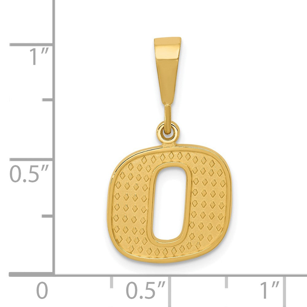 Alternate view of the 14k Yellow Gold, Ashley Collection, Textured Initial O Pendant by The Black Bow Jewelry Co.