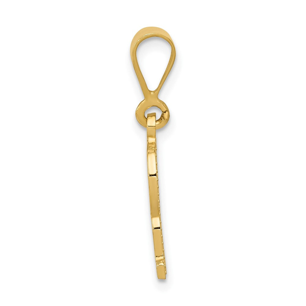Alternate view of the 14k Yellow Gold, Ashley Collection, Textured Initial R Pendant by The Black Bow Jewelry Co.