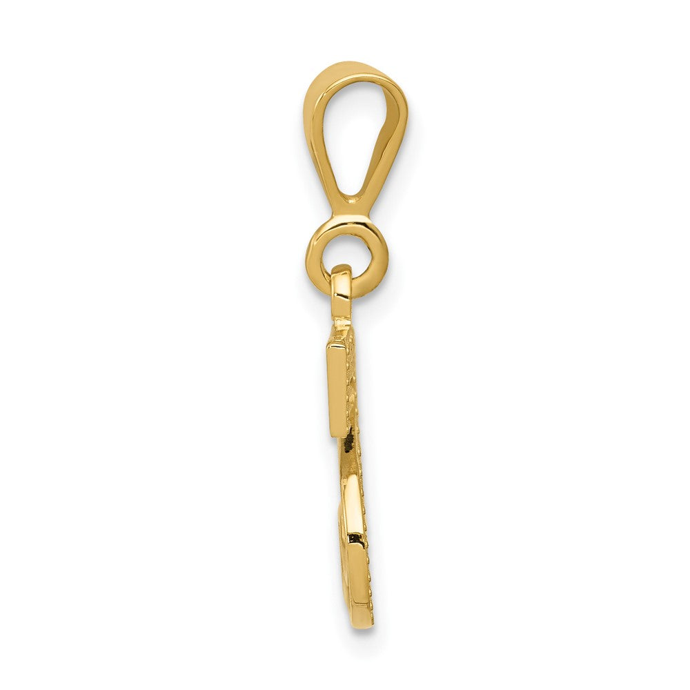 Alternate view of the 14k Yellow Gold, Ashley Collection, Textured Initial S Pendant by The Black Bow Jewelry Co.