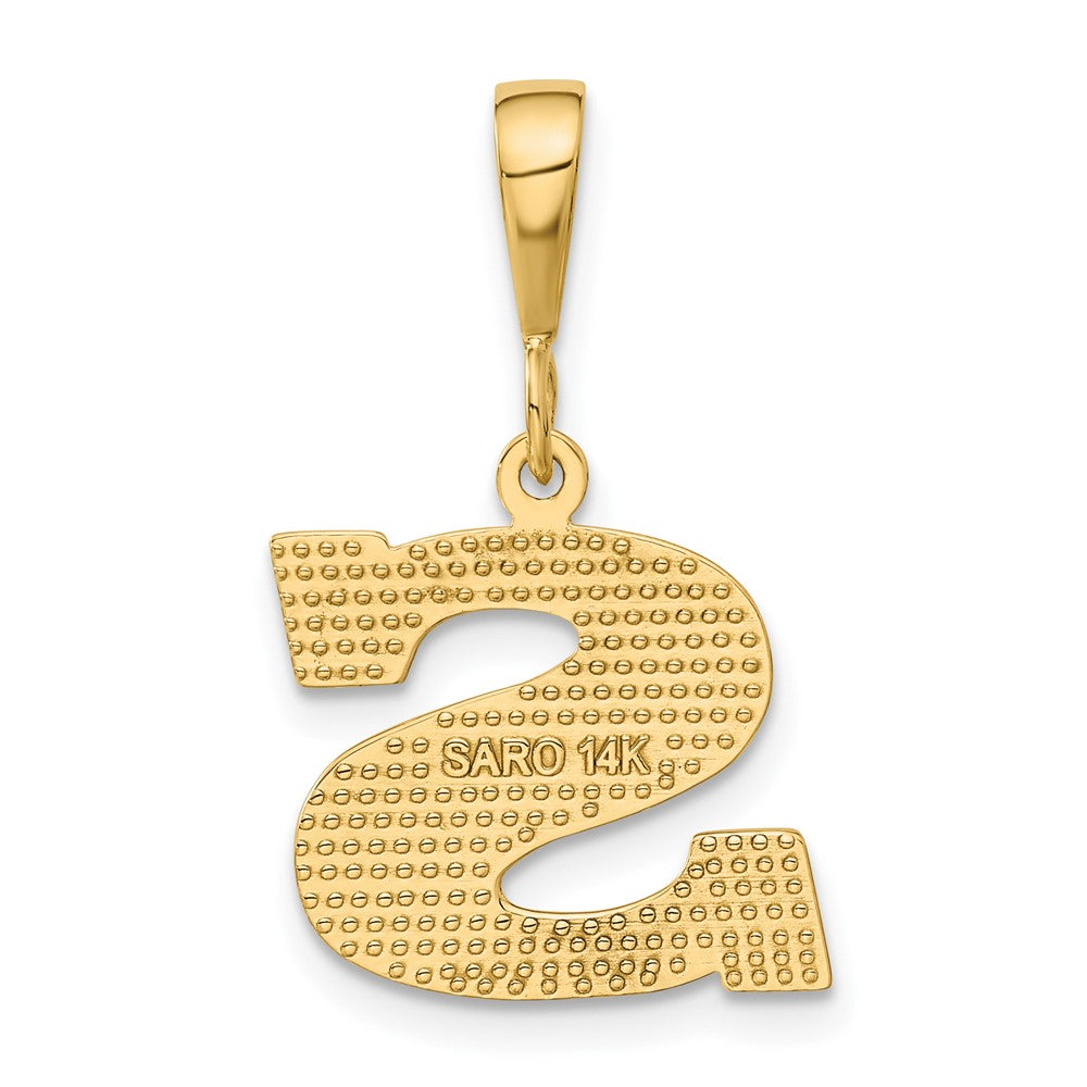 Alternate view of the 14k Yellow Gold, Ashley Collection, Textured Initial S Pendant by The Black Bow Jewelry Co.