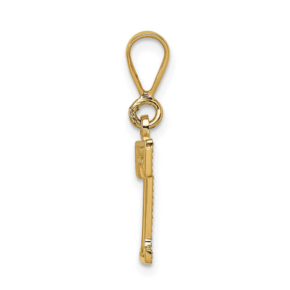 Alternate view of the 14k Yellow Gold, Ashley Collection, Textured Initial T Pendant by The Black Bow Jewelry Co.