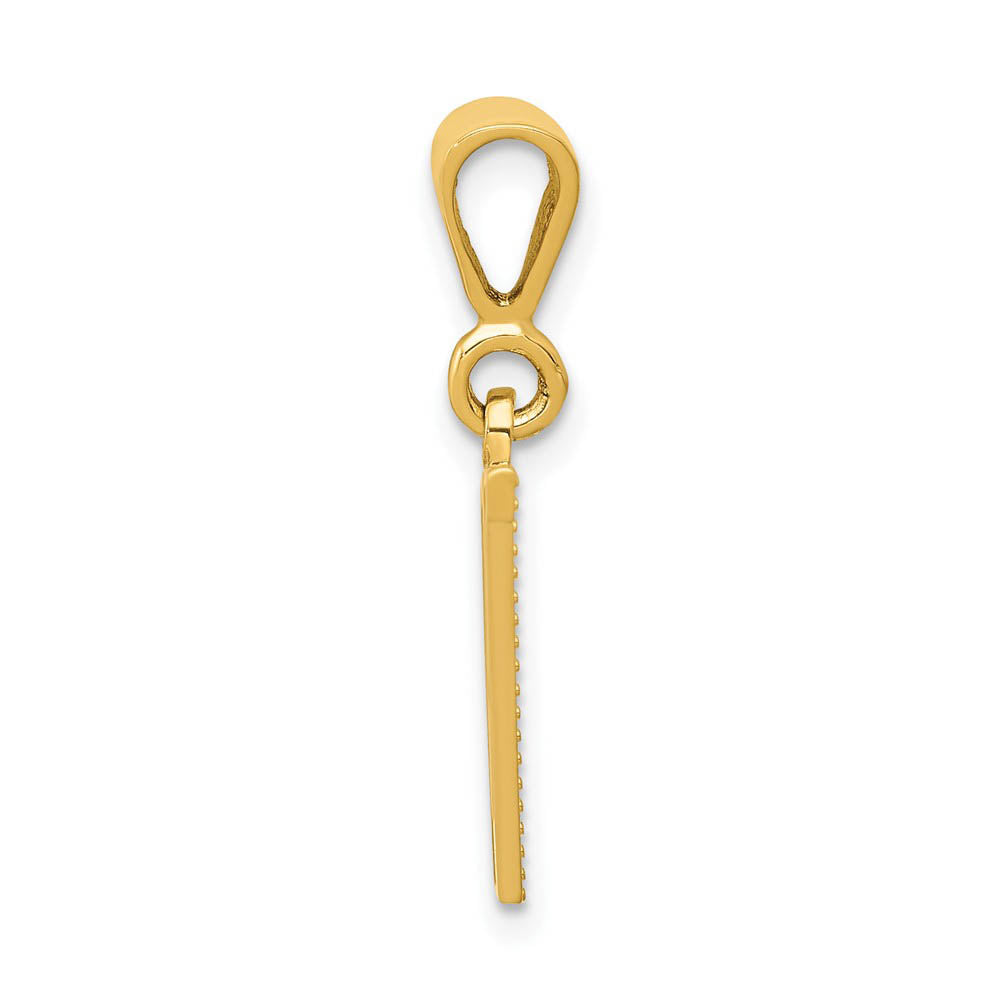 Alternate view of the 14k Yellow Gold, Ashley Collection, Textured Initial V Pendant by The Black Bow Jewelry Co.