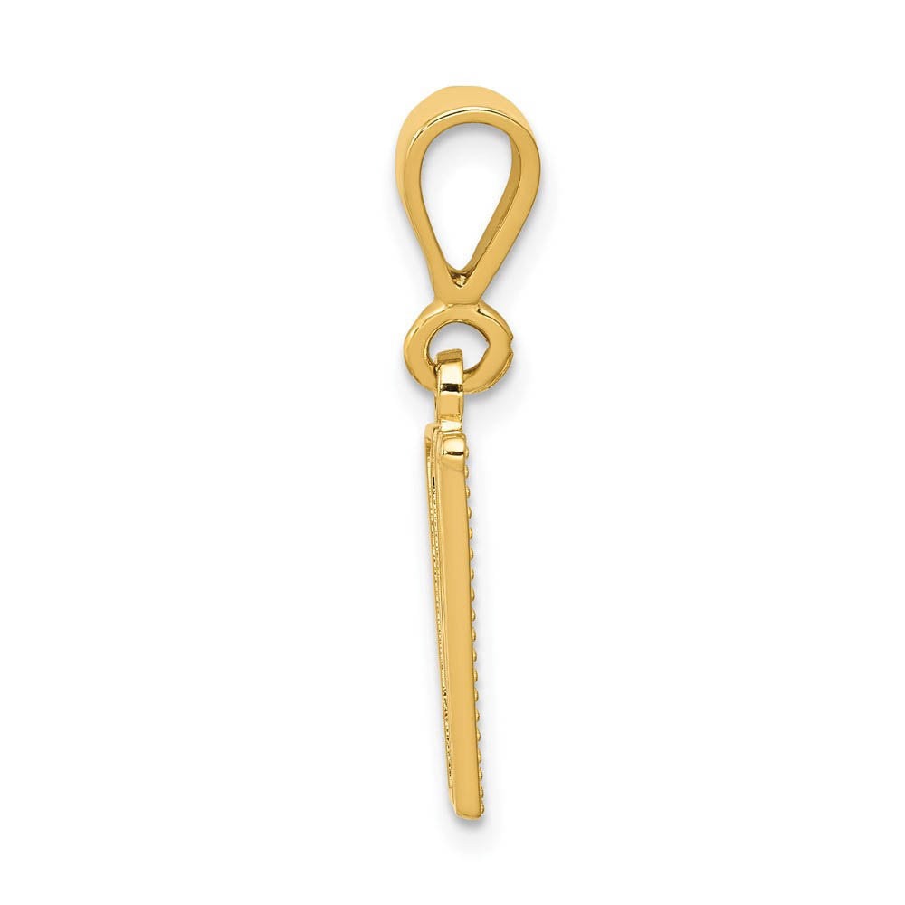 Alternate view of the 14k Yellow Gold, Ashley Collection, Textured Initial W Pendant by The Black Bow Jewelry Co.
