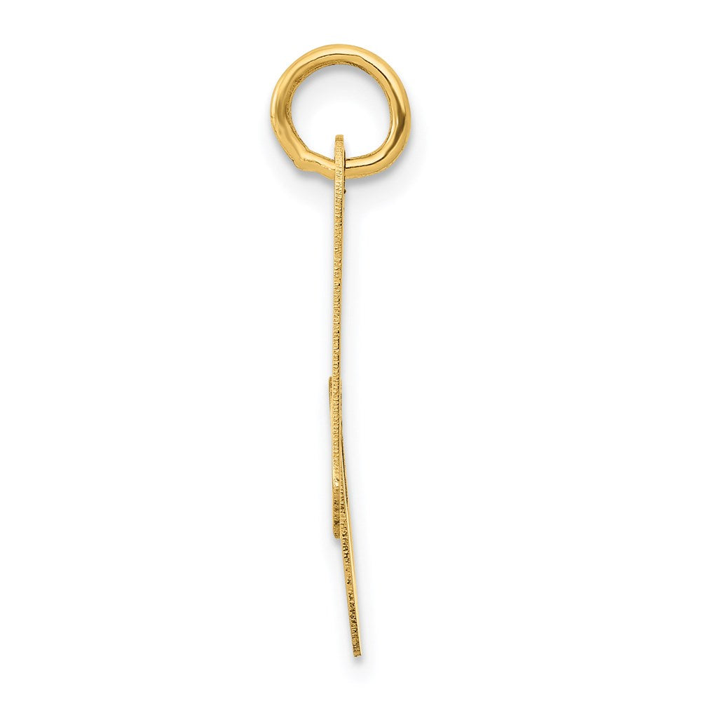 Alternate view of the 14k Yellow Gold, Ella Collection Medium Fancy Script Initial A Pendant by The Black Bow Jewelry Co.