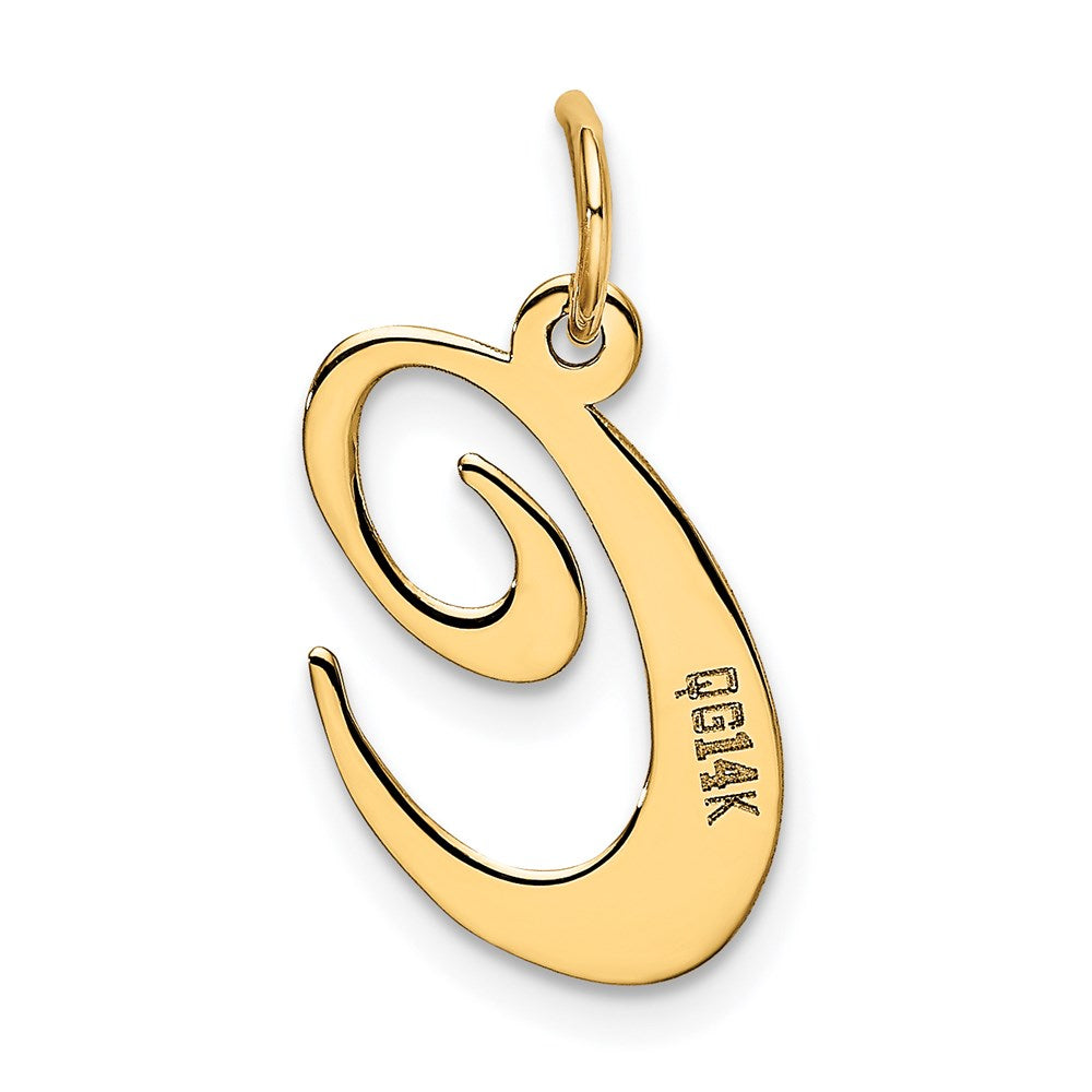 Alternate view of the 14k Yellow Gold, Ella Collection Medium Fancy Script Initial C Pendant by The Black Bow Jewelry Co.