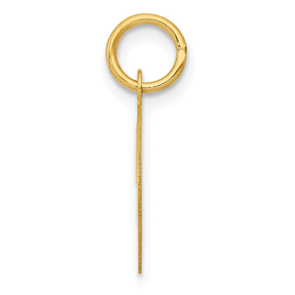 Alternate view of the 14k Yellow Gold, Ella Collection Medium Fancy Script Initial D Pendant by The Black Bow Jewelry Co.