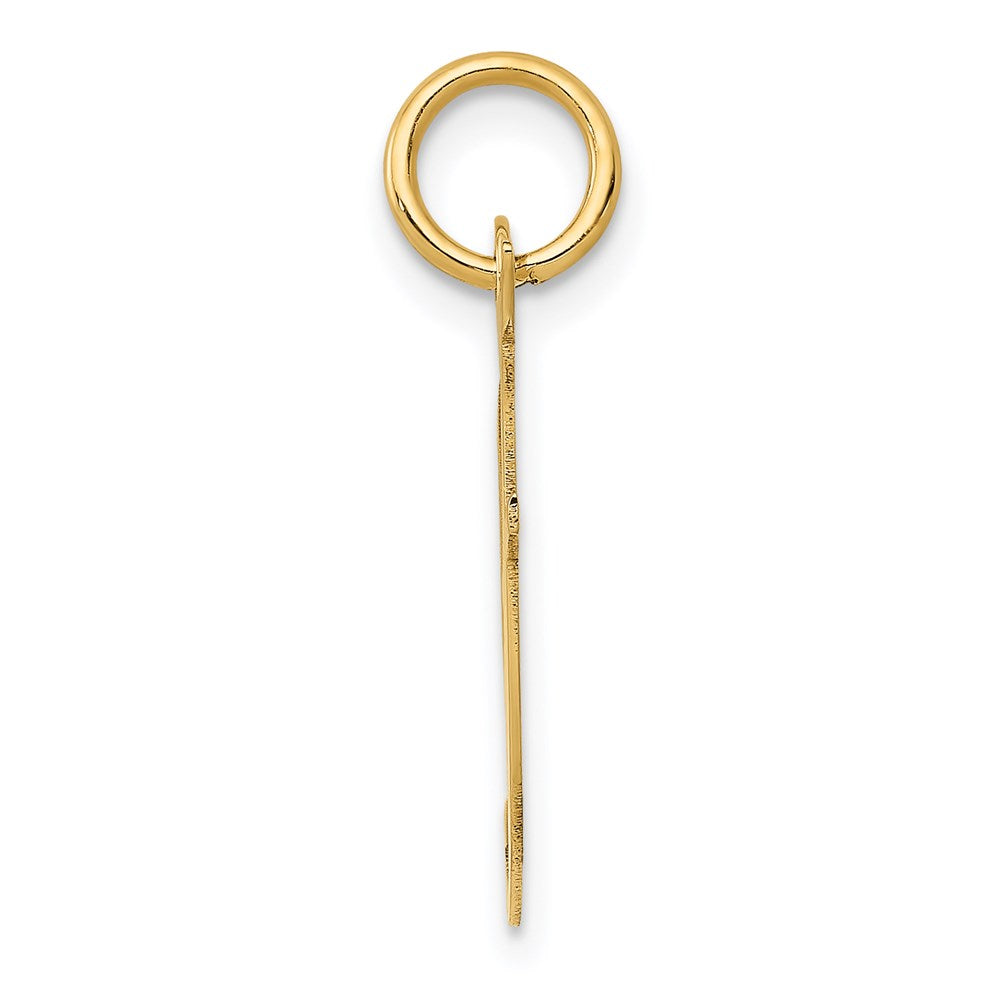 Alternate view of the 14k Yellow Gold, Ella Collection Medium Fancy Script Initial F Pendant by The Black Bow Jewelry Co.