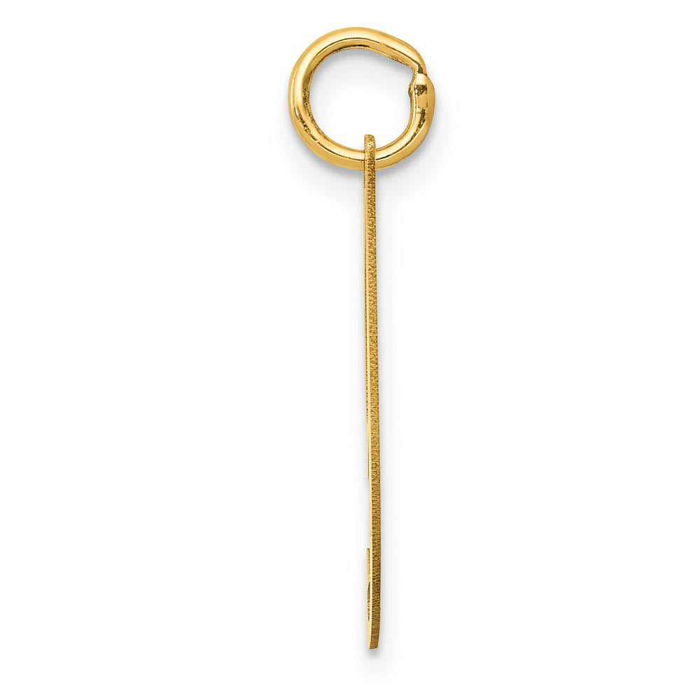 Alternate view of the 14k Yellow Gold, Ella Collection Medium Fancy Script Initial I Pendant by The Black Bow Jewelry Co.