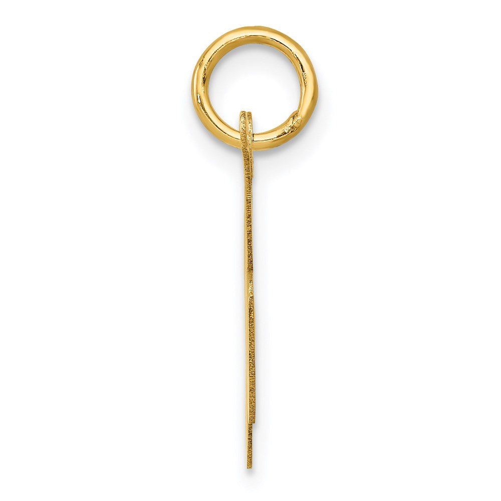 Alternate view of the 14k Yellow Gold, Ella Collection Medium Fancy Script Initial K Pendant by The Black Bow Jewelry Co.