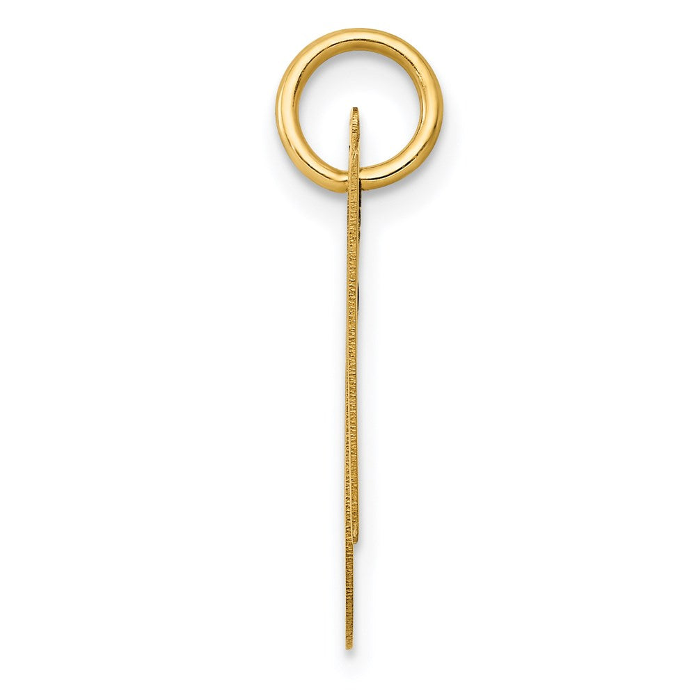 Alternate view of the 14k Yellow Gold, Ella Collection Medium Fancy Script Initial N Pendant by The Black Bow Jewelry Co.