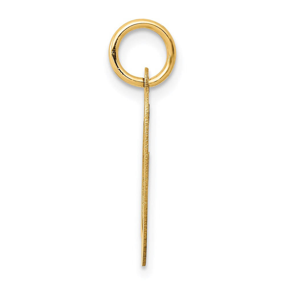 Alternate view of the 14k Yellow Gold, Ella Collection Medium Fancy Script Initial O Pendant by The Black Bow Jewelry Co.