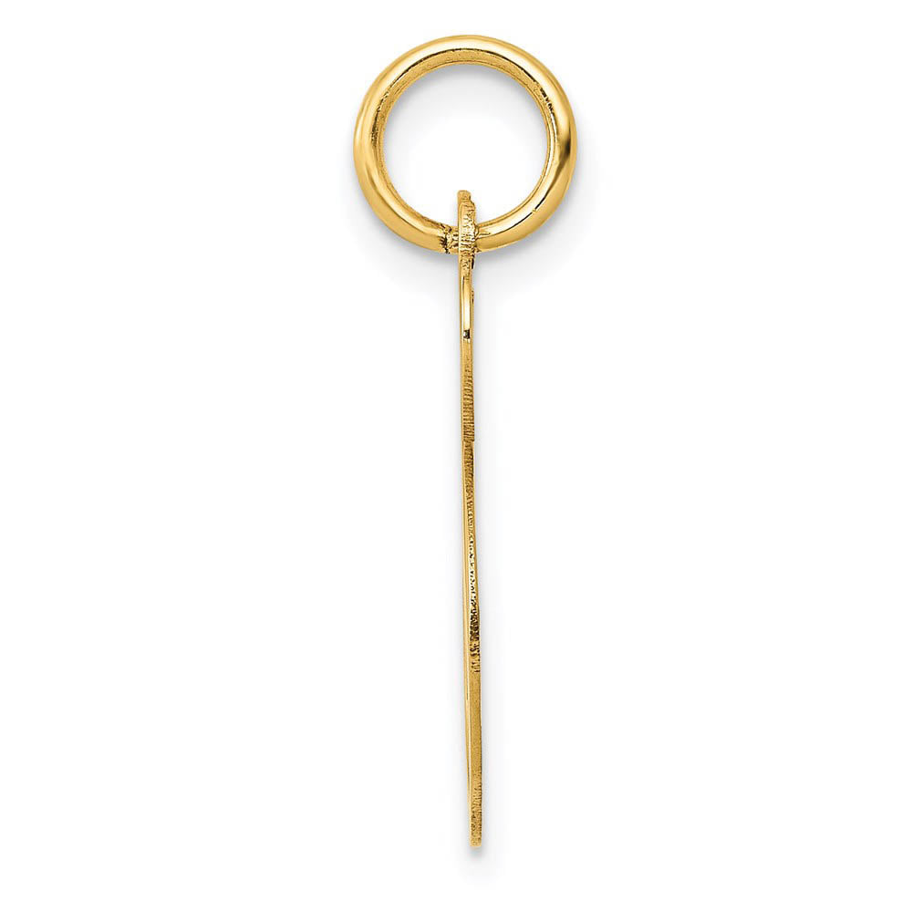 Alternate view of the 14k Yellow Gold, Ella Collection Medium Fancy Script Initial T Pendant by The Black Bow Jewelry Co.