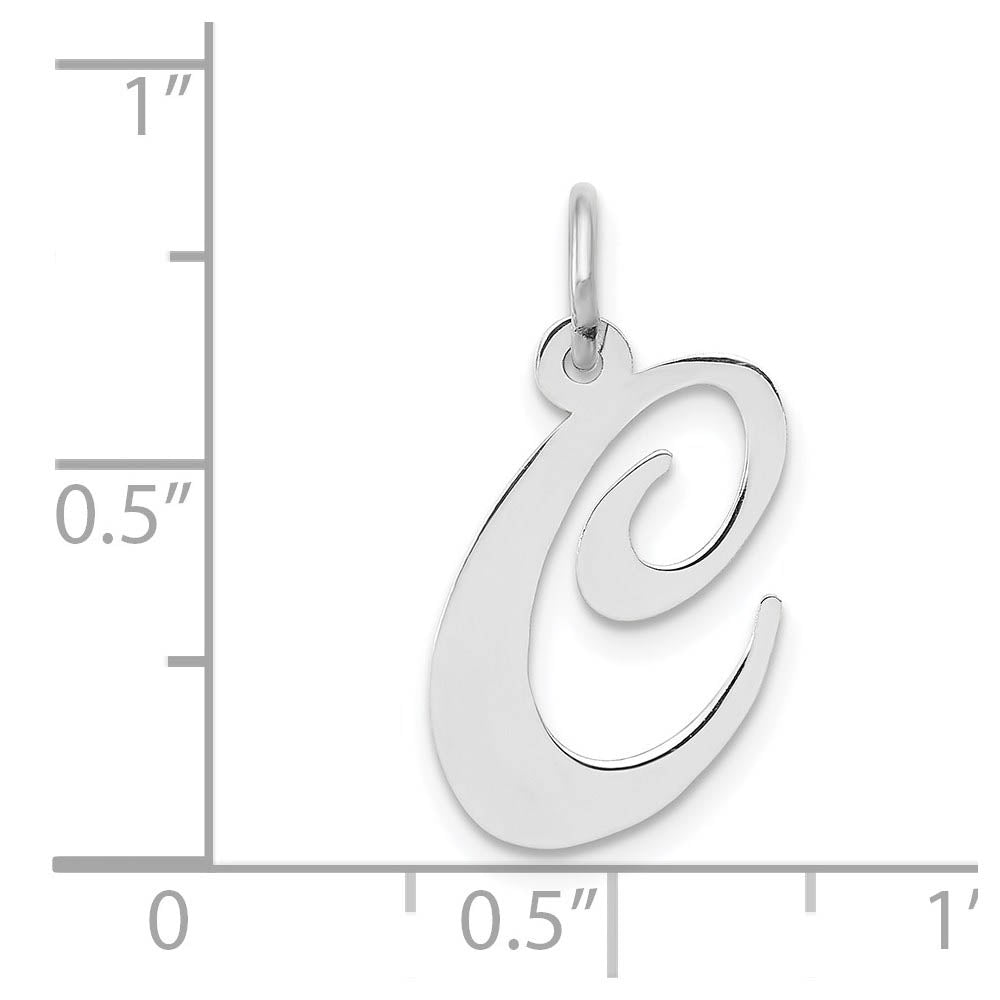 Alternate view of the 14k White Gold, Ella Collection Medium Fancy Script Initial C Pendant by The Black Bow Jewelry Co.