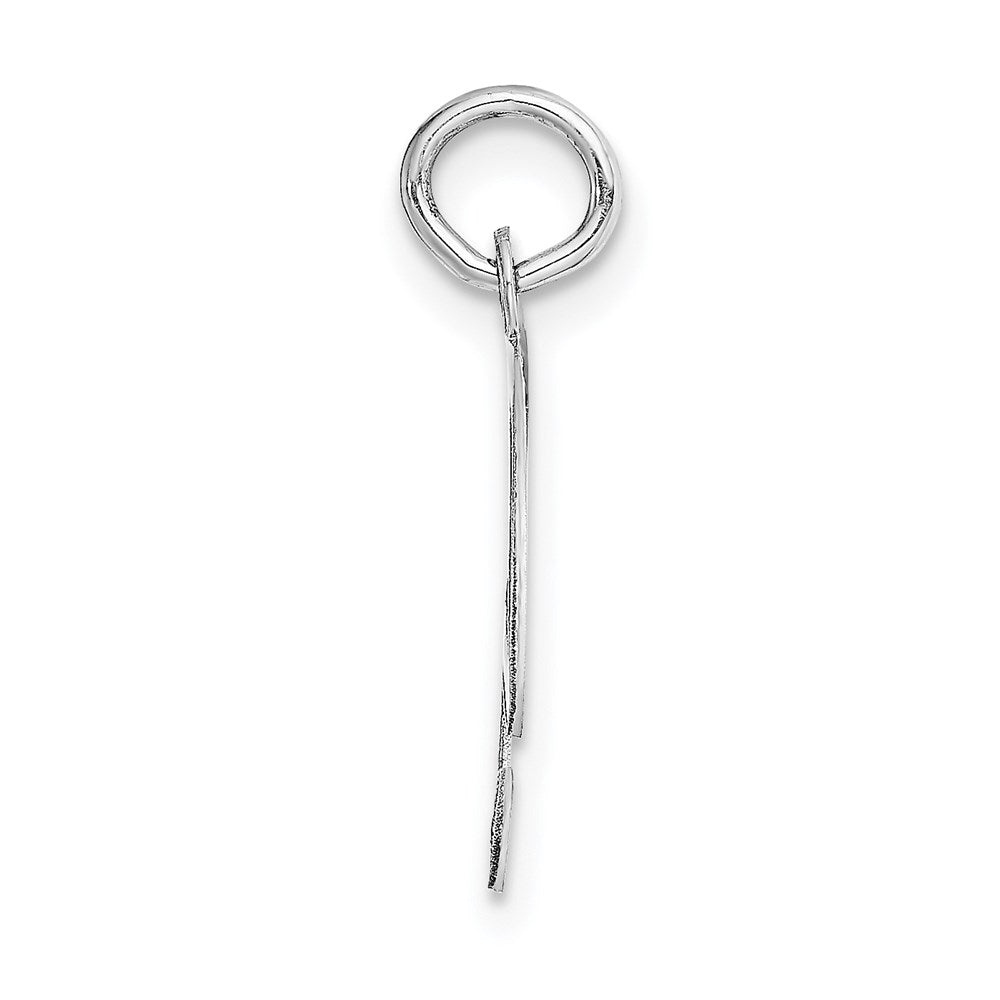 Alternate view of the 14k White Gold, Ella Collection Medium Fancy Script Initial F Pendant by The Black Bow Jewelry Co.